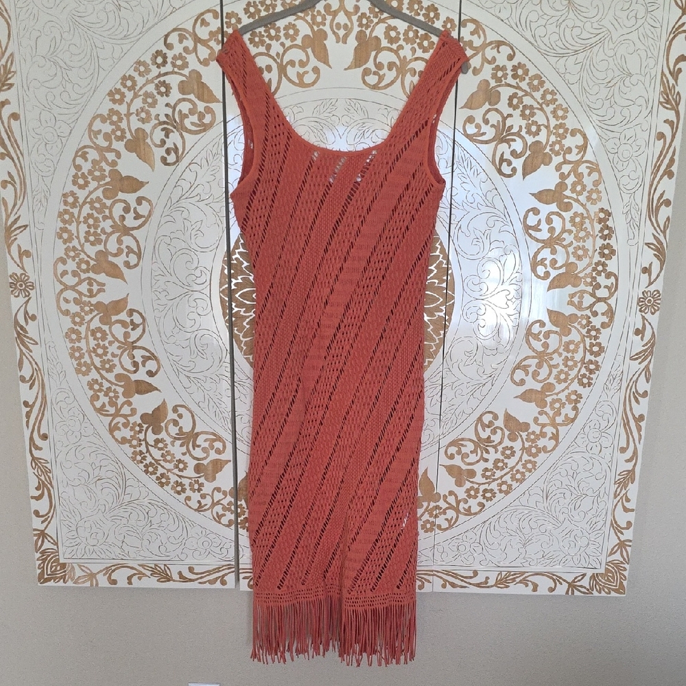 Anthropologie Seafolly Orange Ruched Sheath Midi Dress